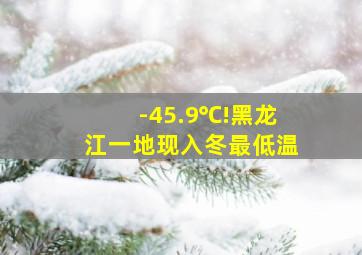 -45.9℃!黑龙江一地现入冬最低温