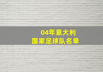 04年意大利国家足球队名单