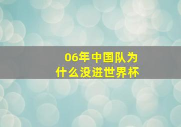 06年中国队为什么没进世界杯