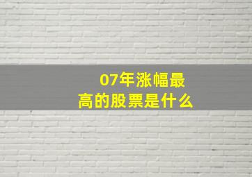 07年涨幅最高的股票是什么