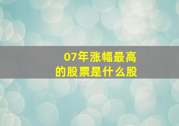 07年涨幅最高的股票是什么股