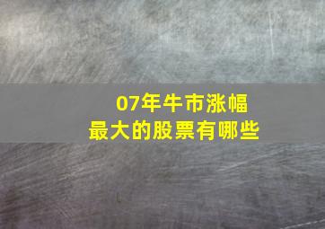 07年牛市涨幅最大的股票有哪些