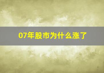 07年股市为什么涨了