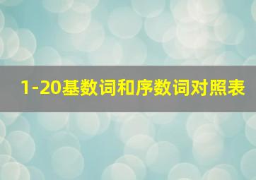 1-20基数词和序数词对照表