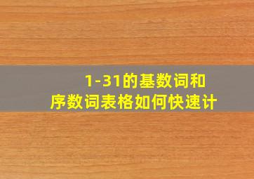 1-31的基数词和序数词表格如何快速计