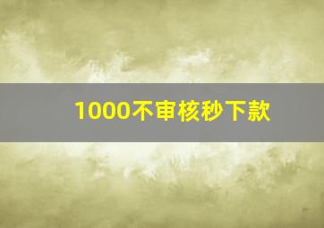 1000不审核秒下款