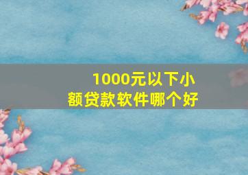 1000元以下小额贷款软件哪个好