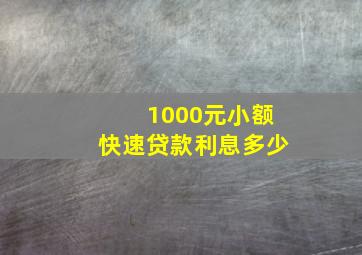 1000元小额快速贷款利息多少