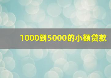 1000到5000的小额贷款