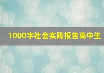 1000字社会实践报告高中生