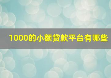 1000的小额贷款平台有哪些