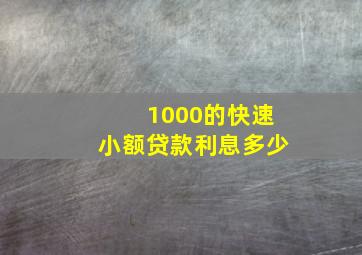 1000的快速小额贷款利息多少