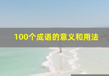 100个成语的意义和用法