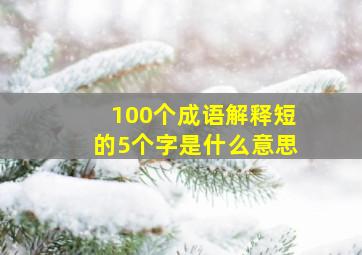 100个成语解释短的5个字是什么意思