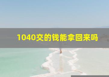 1040交的钱能拿回来吗