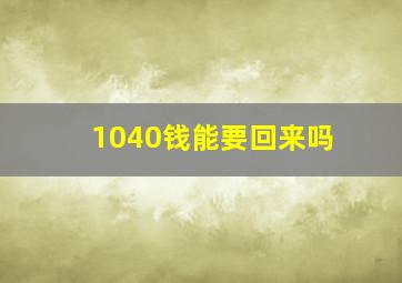 1040钱能要回来吗