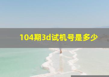 104期3d试机号是多少