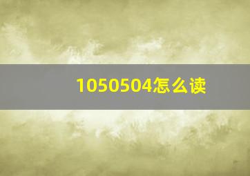 1050504怎么读