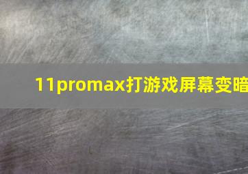 11promax打游戏屏幕变暗