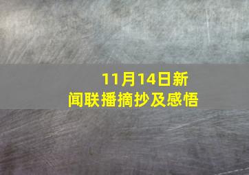 11月14日新闻联播摘抄及感悟