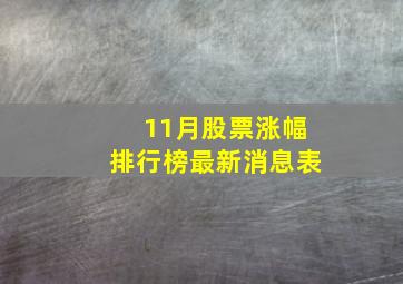 11月股票涨幅排行榜最新消息表