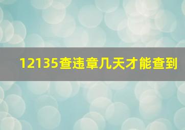 12135查违章几天才能查到