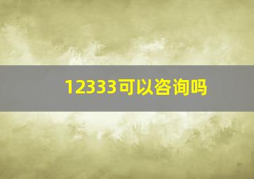 12333可以咨询吗