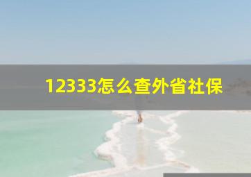 12333怎么查外省社保