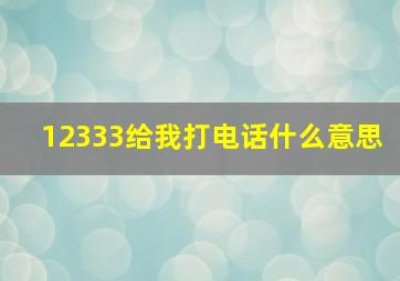 12333给我打电话什么意思