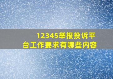 12345举报投诉平台工作要求有哪些内容