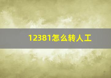 12381怎么转人工