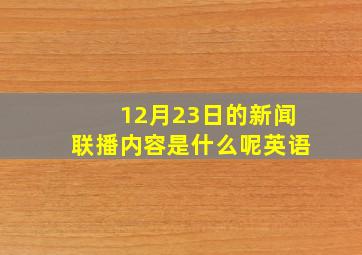 12月23日的新闻联播内容是什么呢英语