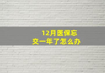 12月医保忘交一年了怎么办