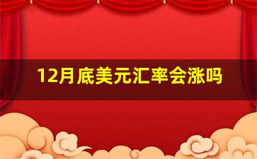 12月底美元汇率会涨吗