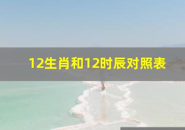 12生肖和12时辰对照表