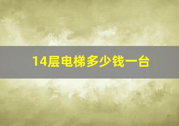 14层电梯多少钱一台