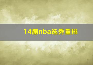 14届nba选秀重排