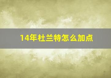 14年杜兰特怎么加点