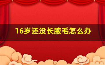 16岁还没长腋毛怎么办