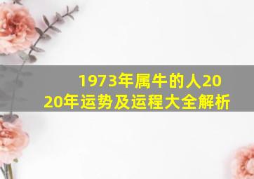 1973年属牛的人2020年运势及运程大全解析