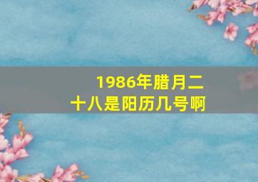 1986年腊月二十八是阳历几号啊