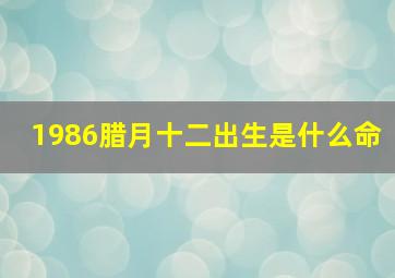 1986腊月十二出生是什么命