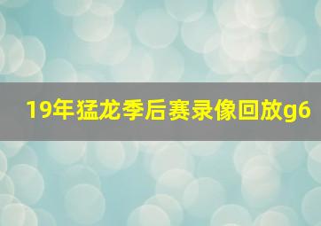 19年猛龙季后赛录像回放g6