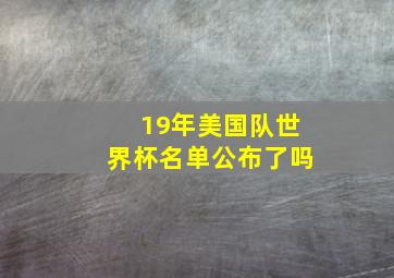 19年美国队世界杯名单公布了吗