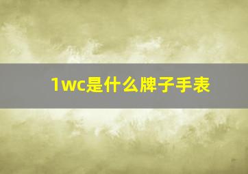 1wc是什么牌子手表