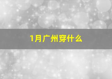 1月广州穿什么