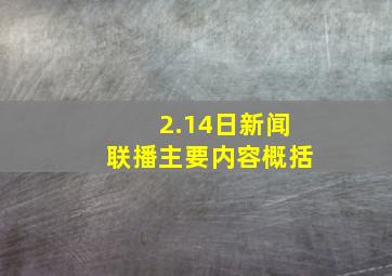 2.14日新闻联播主要内容概括