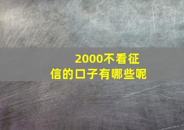 2000不看征信的口子有哪些呢