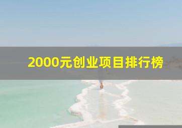 2000元创业项目排行榜