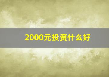 2000元投资什么好